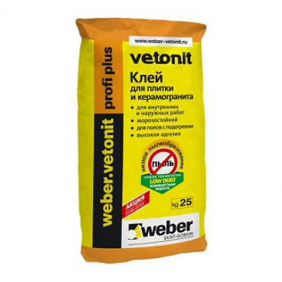 Плиточный клей Profi Plus-Vetonit, 25 кг. 